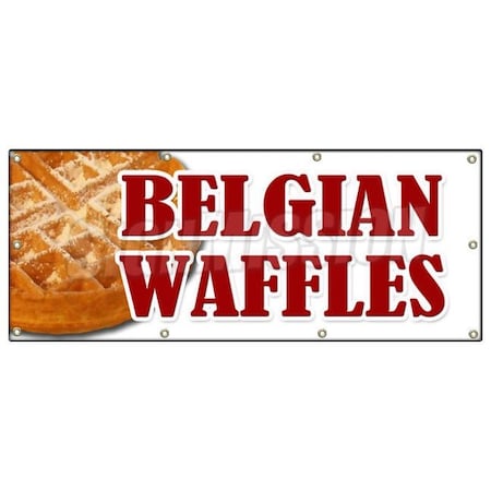 Signmission BELGIAN WAFFLES BANNER SIGN dessert whipped cream B-96 Belgian Waffles No Straw